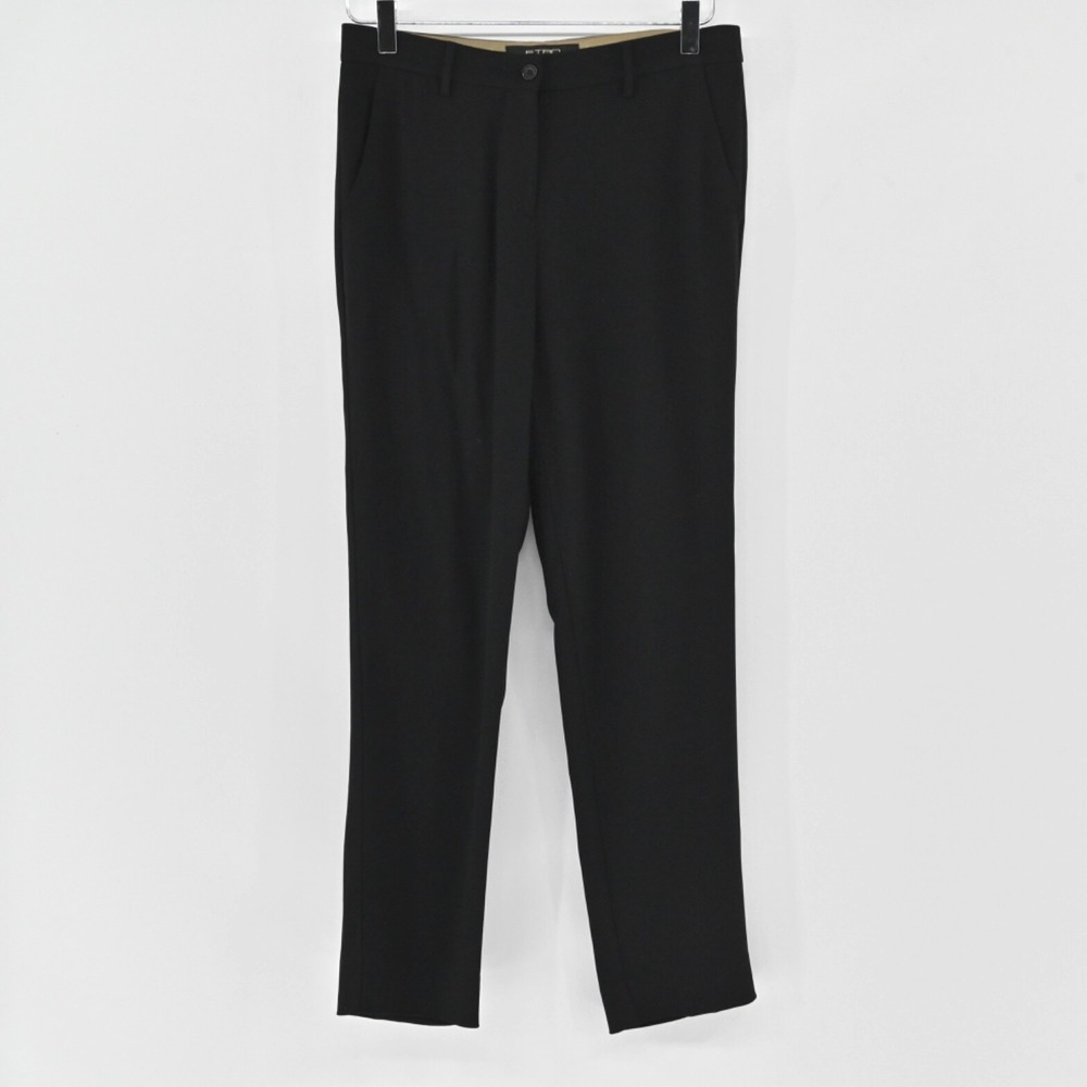 ETRO Womens Black Wool Pants Size 38 Mid Rise Slim Straight Leg Career Italy 00s